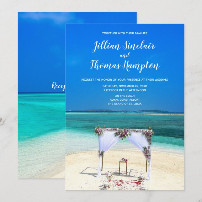 Destination Beach Wedding - Einladung (Vorne/Hinten)