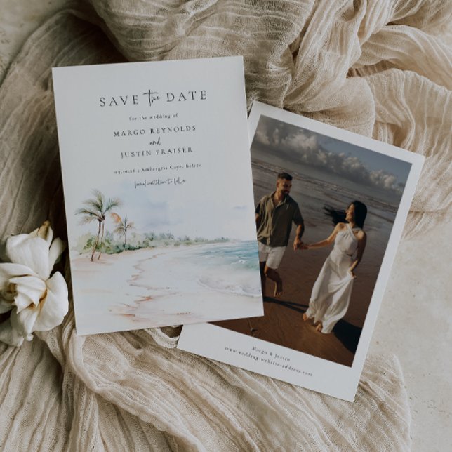 Destination Beach Wedding Foto Save the Date Einladung (Von Creator hochgeladen)