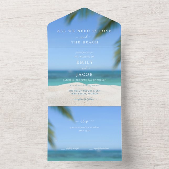 Destination Beach Wedding UAWG All In One Einladung (Innen Boden)