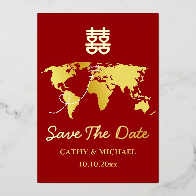 Destination de carte rouge mariage chinois enregis (Recto)