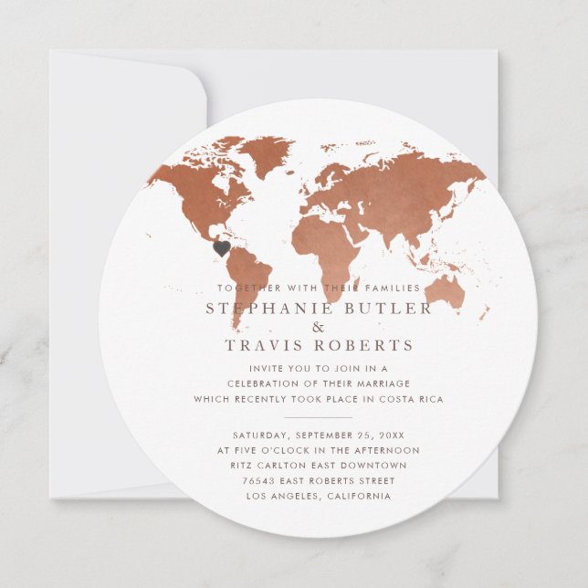Destination Elopement Réception Globe Invitation (Devant)
