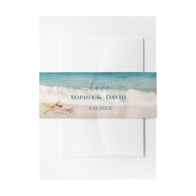 Destination Kauai Beach Starfish Hochzeit Einladungsbanderole (Vorderseite Beispiel)