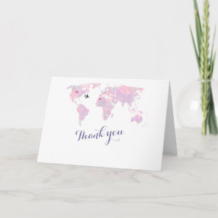Destination Mariage Aquarelle World Map MERCI