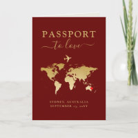Destination Mariage Passeport Rouge Or Carte + Coe