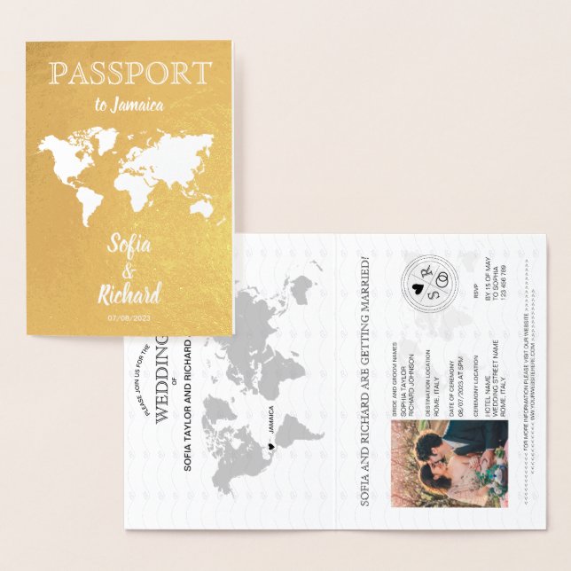 Destination mariage Passport Carte du monde JAMAIC (Affichage)