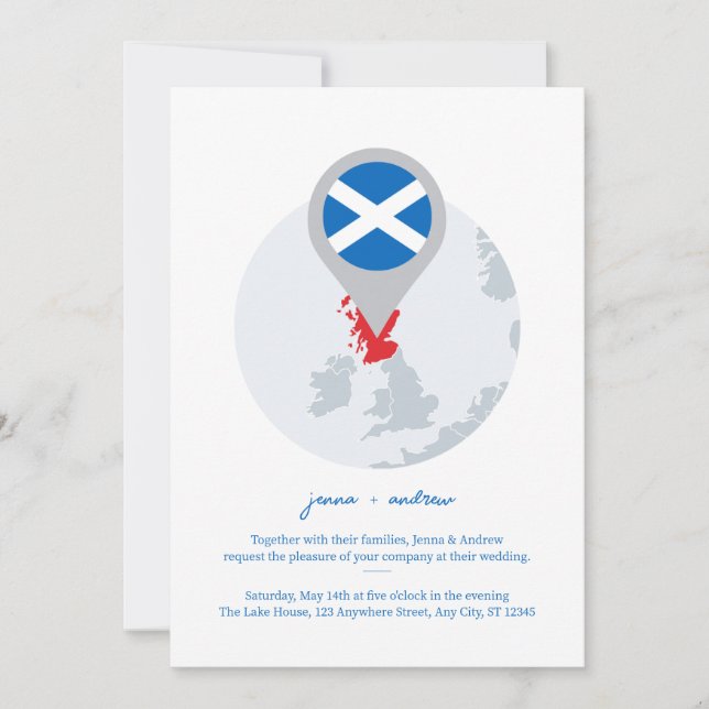 Destination Scotland Wedding Einladung (Vorderseite)