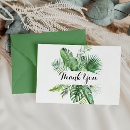 Destination Tropical Green Calligraphy Vielen Dank Postkarte