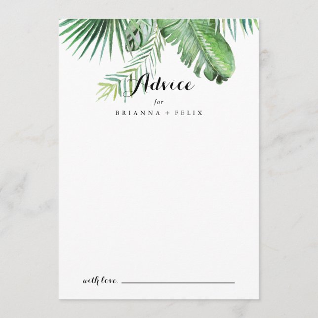 Destination Tropical Greenerenery Calligrafy Weddi Hinweiskarte (Vorderseite)