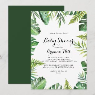 Destination Tropical Greenery Baby Shower Einladung