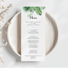 Destination Tropical Greenery Calligraphy Dinner Menükarte