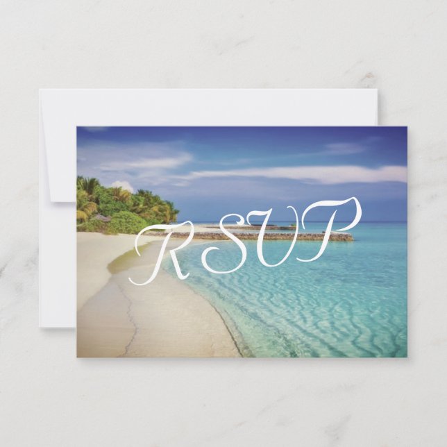 Destination Tropical Vintage Beach Wedding RSVP (Devant)