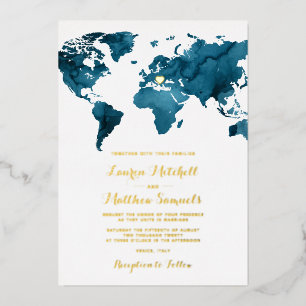 Destination Voyage Mariage Foil Invitation