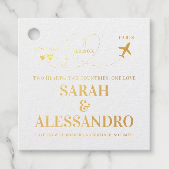 Destination Wedding Airplane Heart Geschenkanhänger (Vorderseite)