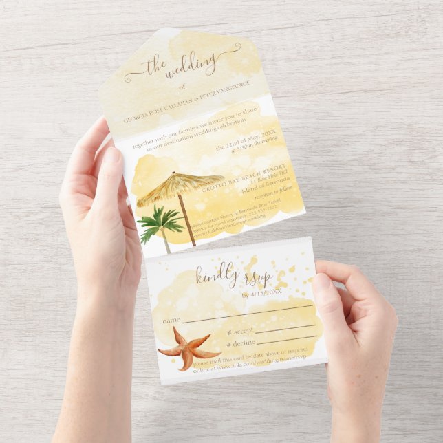 Destination Wedding All in One Wedding Invitation (Déchirure)