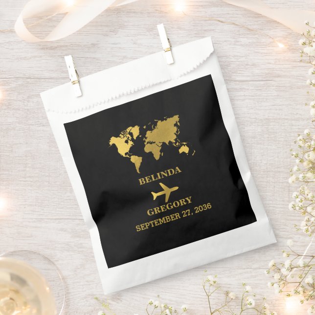 Destination Wedding World Passport Black Gold Geschenktütchen (Ausgeschnitten)