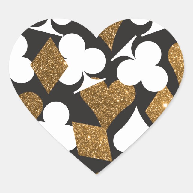 Destiny Las Vegas Heart Sticker Imitate Gold Glitz (Vorderseite)