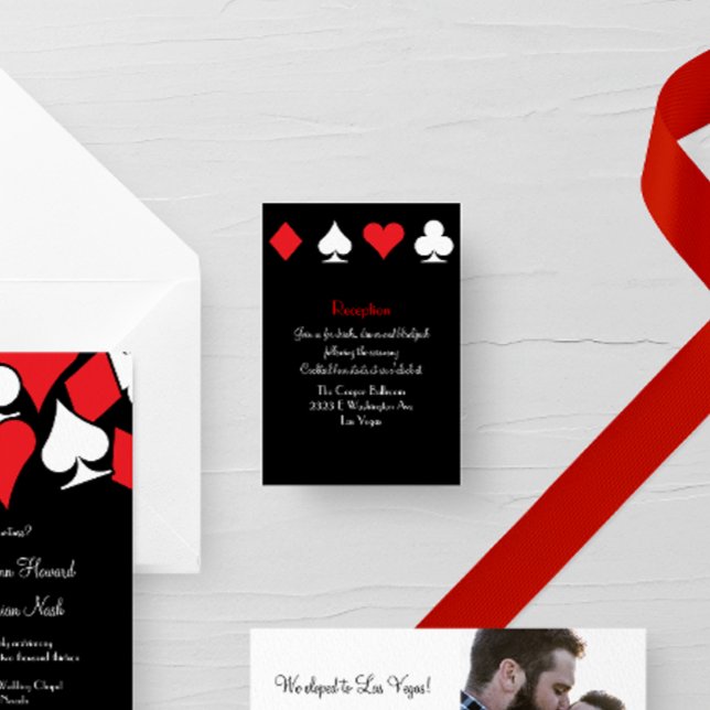 Destiny Las Vegas Wedding Reception Extra Info Begleitkarte (red white and black card suits themed Las Vegas wedding suite reception card)