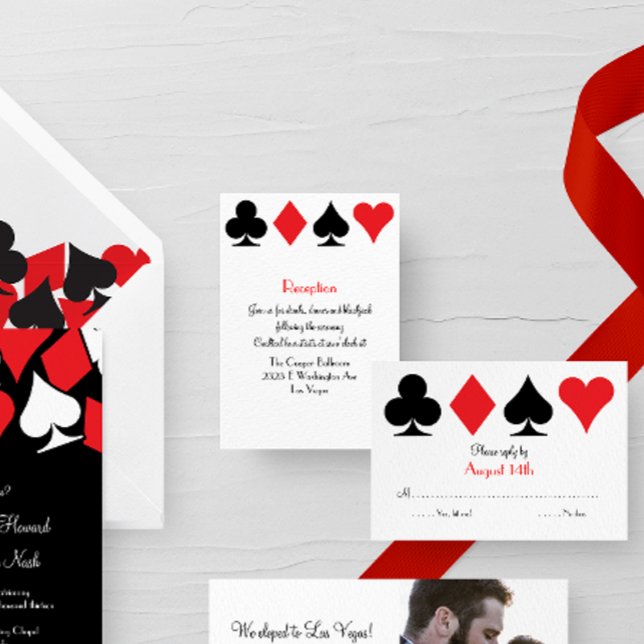 Destiny Las Vegas Wedding Reception Extra Info Begleitkarte (red and black card suits Las Vegas wedding suite reception card)