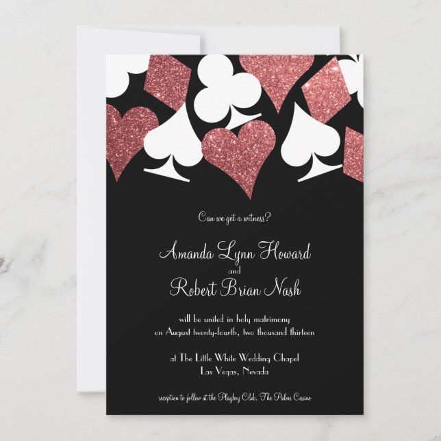 Destiny Las Vegas Wedding Rose Gold Glitzer Einladung (Vorderseite)