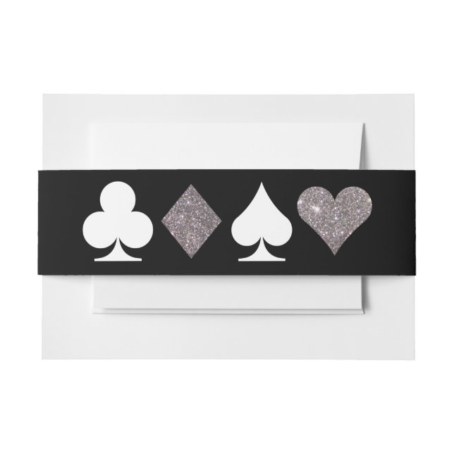 Destiny Vegas Invite Imitats Silver Glitzer Bellyb Einladungsbanderole (Vorderseite Beispiel)
