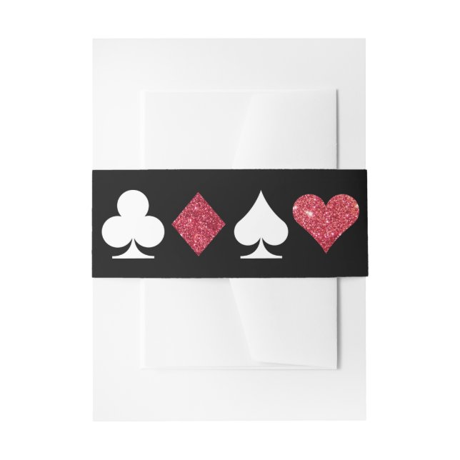 Destiny Vegas Wedding Imitats Red Glitzer Bellyban Einladungsbanderole (Vorderseite Beispiel)