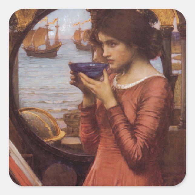 Destiny von John William Waterhouse Quadratischer Aufkleber (Vorderseite)