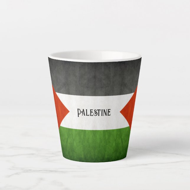 Destressierte Grunge Palestine Flag Latte-Tasse Milchtasse (Vorderseite)