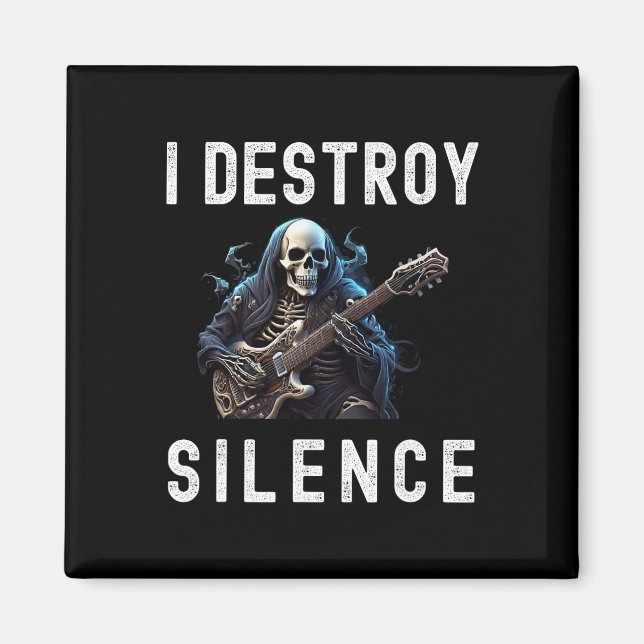 Destroy Silence Ghost Guitar Funny Guitar Magnet (Vorne)