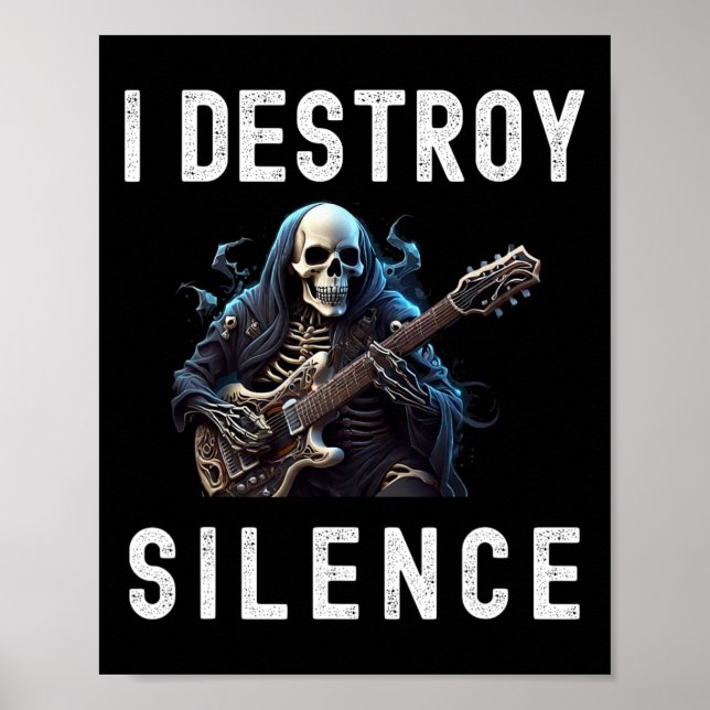 Destroy Silence Ghost Guitar Funny Guitar Poster (Vorne)