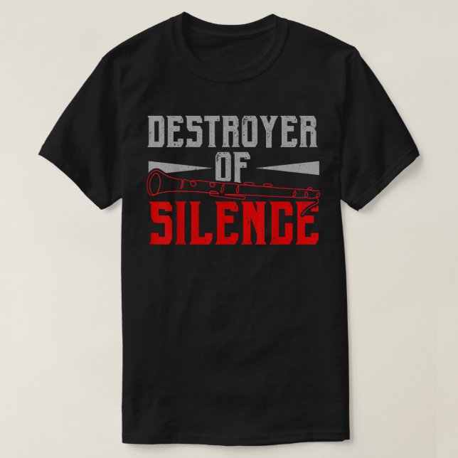 Destroyer of Silence Clarinet Musician Instrumenta T-Shirt (Design vorne)