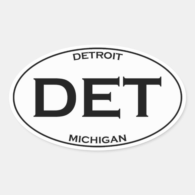 DET - Detroit Michigan Ovaler Aufkleber (Vorderseite)