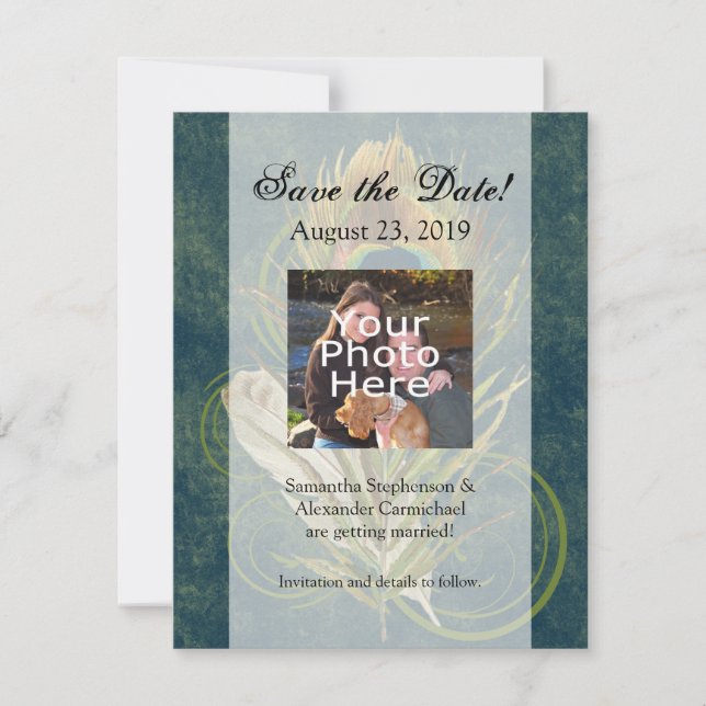 Détail artistique Faire-part de mariage Paon à con (Devant)