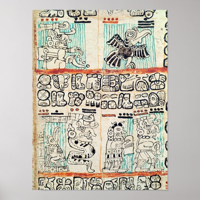 Detail aus einem Maya-Codex Poster (Vorne)