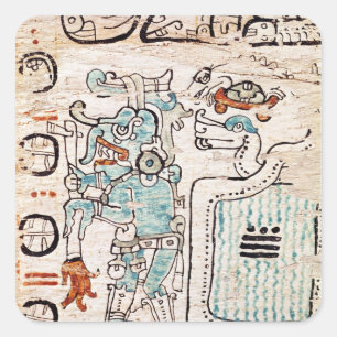 Detail aus einem Maya-Codex Quadratischer Aufkleber