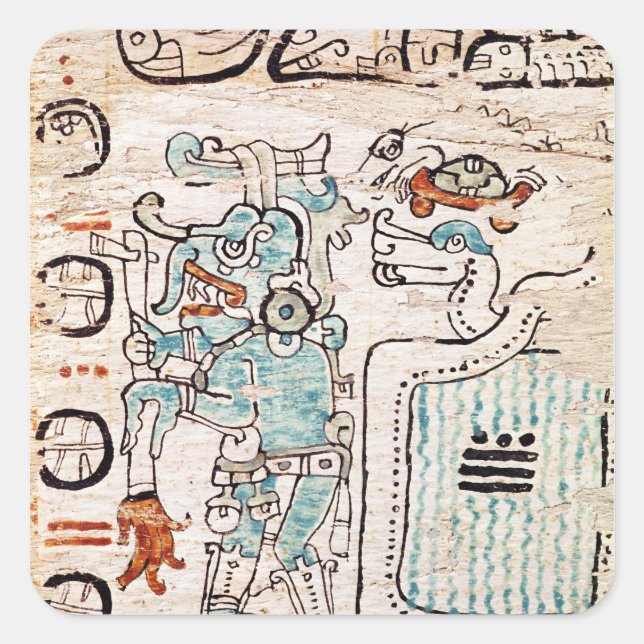 Detail aus einem Maya-Codex Quadratischer Aufkleber (Vorderseite)