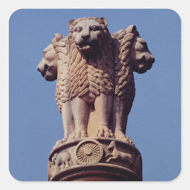 Detail aus einer Ashoka-Säule Quadratischer Aufkleber (Vorderseite)