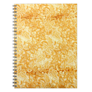 Detail aus Stoff mit goldenem Spitzen Notizblock