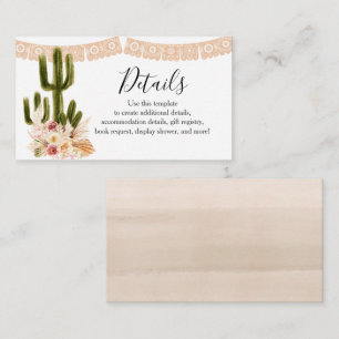 Detail Card Boho Cactus Taco über Liebe Pampas Gra Begleitkarte