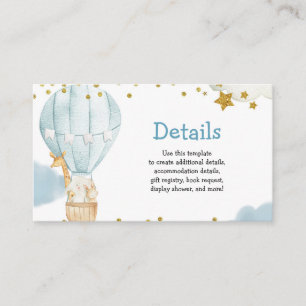 Détail Carte Blue Hot Air Balloon Jungle Animaux