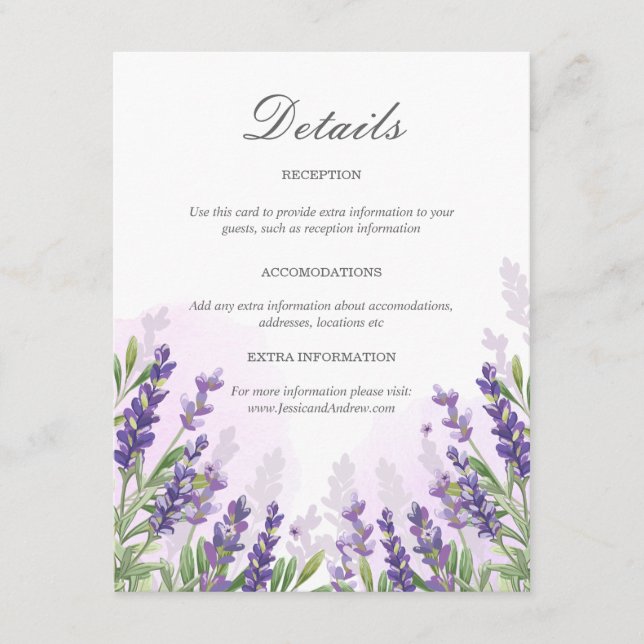 Détail de la carte d'information pour les invités  (Devant)