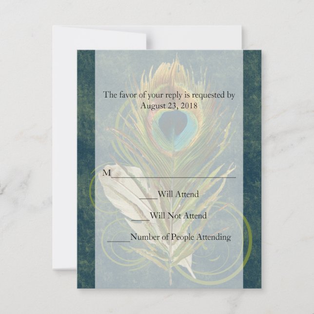 Détail de l'objet Peacock Feather Wedding RSVP (Devant)