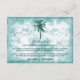 Detail der Hochzeiten im tropischen Palm Tree Beac Begleitkarte