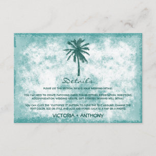 Detail der Hochzeiten im tropischen Palm Tree Beac Begleitkarte