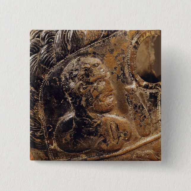 Detail der Maske eines Gladiators Button (Vorderseite)