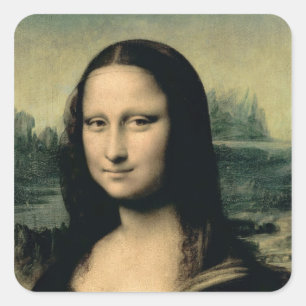 Detail der Mona Lisa, c.1503-6 Quadratischer Aufkleber