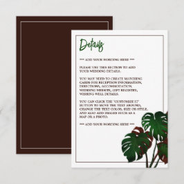 Detail der Monstera Beach Hochzeiten im Tropical Begleitkarte