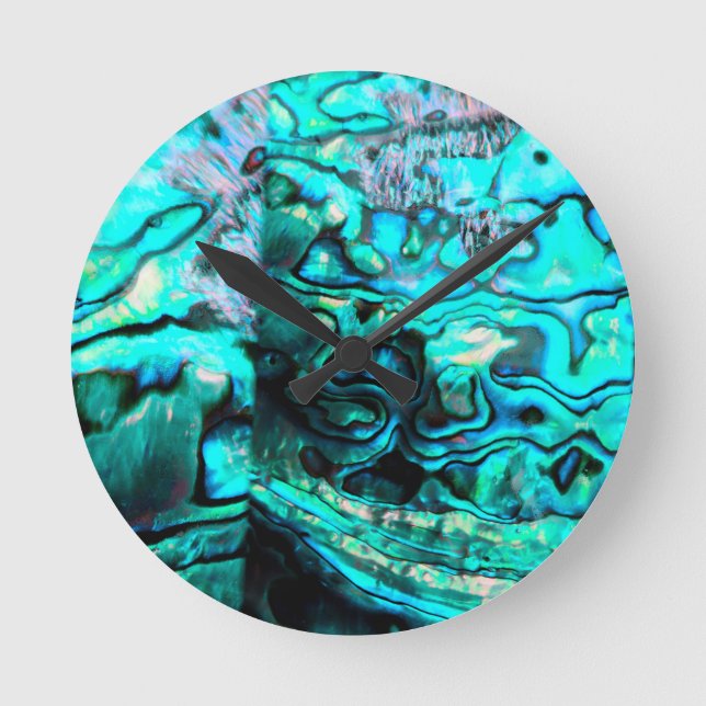 Detail der Muschel: Türkis abalone paua Runde Wanduhr (Vorderseite)