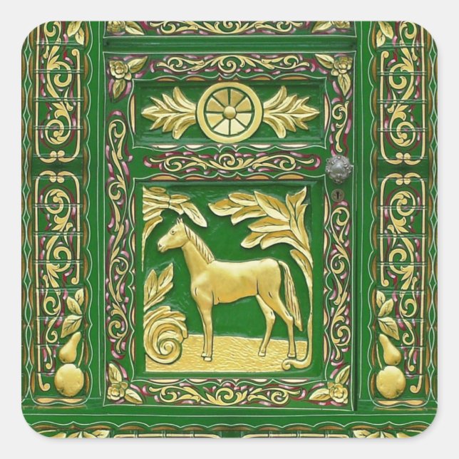 Detail der Sinti und Roma-Tür Quadratischer Aufkleber (Vorderseite)