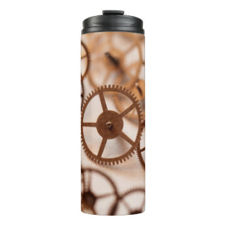 Detail der Uhrenteile, Tasche, Uhr, Genauigkeit, Thermosbecher