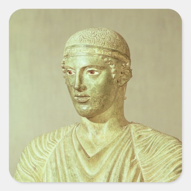 Detail des Delphi Charioteer, c.470 v. Chr. Quadratischer Aufkleber (Vorderseite)